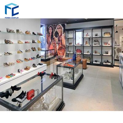 China Shoe Store Environmental Friendly Design With Modern Wooden Showcase Cabinet And Shoe Display Stand for sale