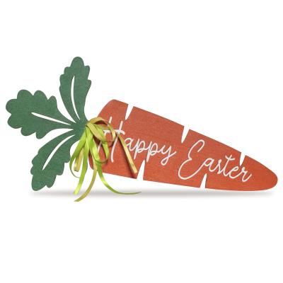 China Cartoon Easter Carrot Door Garland Wooden Name Easter Basket Spring Decorative Carrots for sale