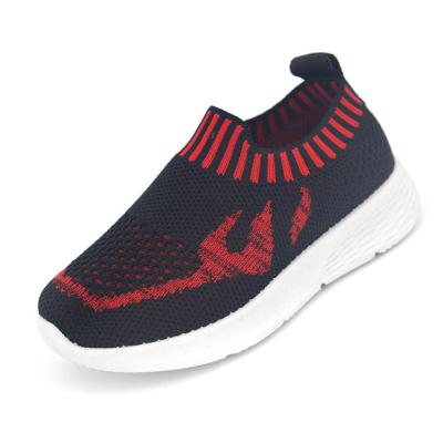 China Light Pink/Red/Black Knit Low Top Cut Injection Kids Shoes With Cheap Price for sale