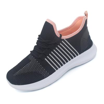 China Lace Up Pink / Black Knit Top Cement Women Shoes With Cheap Price for sale