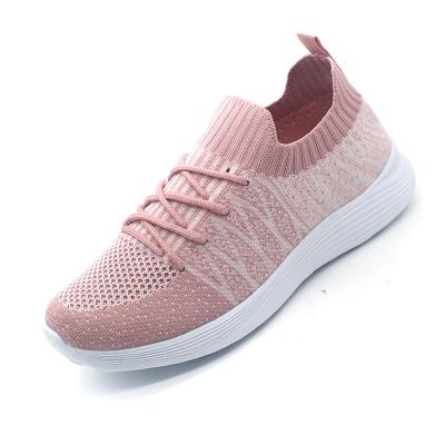 China Black/grey/pink lace up knit low cut cement upper women shoes with cheap price for sale