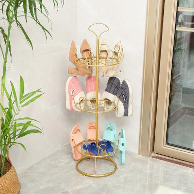 China Iron minimalist shoe drying rack outdoor balcony single shoe drying rack floor-to-ceiling creative slippers stretch for sale