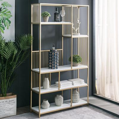 China Wholesale Industrial Adjustable Modern Living Room Furniture Folding 4 Tier Art Iron Art Iron Bookcases Home Office Storage Racks for sale