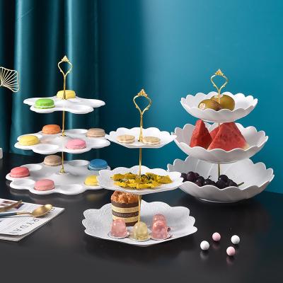 China Viable Cake Dessert Serving Plastic Cake Stand For Weddings 3 Tier Round Cup Cake Server Rack For Tableware Decoration for sale