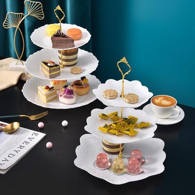 China Fashionable 3-Layer Wedding Color Plastic Cake Stand Birthday Party Viable Western Style Decorative Custom Made Tea Time for sale