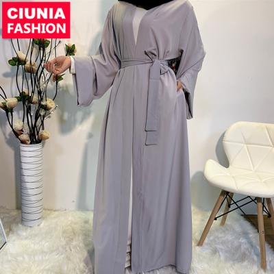 China Soft Arab Turkish Muslim Women Islamic Dresses 1763# Polyester Jilbab Dubai Long Plain White Color Latest Designs Pray Plain Black Abaya for sale