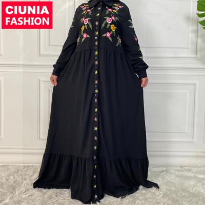 China 6590#Latest Embroidery Design Black Dubai Abaya Islamic Clothing Women Muslim Casual Wear S 2021 M L XL 2XL / Customized for sale