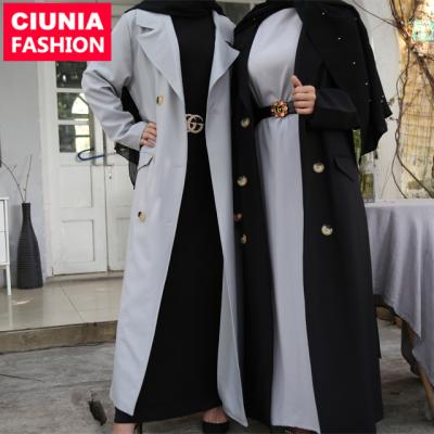 China Hot Sale 1783# Simple Plain Plus Size Clothing Maxi Button Women Trench With Pockets Coat Jackets S -3XL/Customized for sale