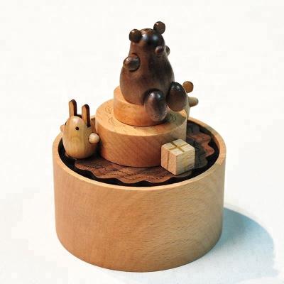 China China Cake Shaped Wooden Music Box Originality Design Import Gift Items for sale