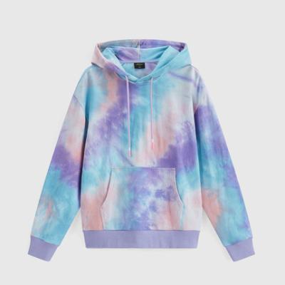 China Anti-Wrinkle 100% Cotton Women Tie Dye Hoodies Women Men Sweaters With Zipper for sale