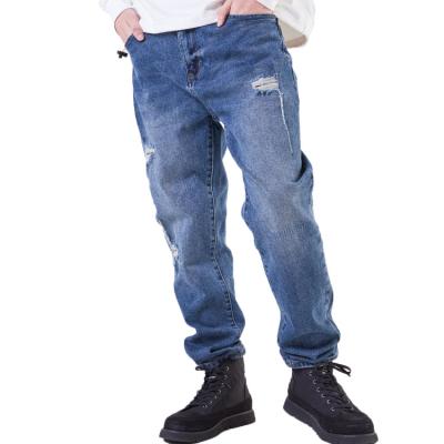 China 2022 Factory Custom Men's Simple Personality Ripped Jeans Vintage Tapered Washed Washed Jeans for sale