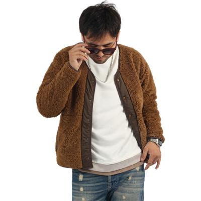 China Quality Mens Breathable 4XL Plus Size Plain Color Regular Sleeve Jacket Brown Lambswool Short Coat Black for sale