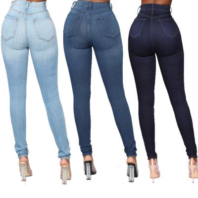 China Fashion breathable wholesale high quality ladies plus size high waist jeans ladies women pants jeans for sale