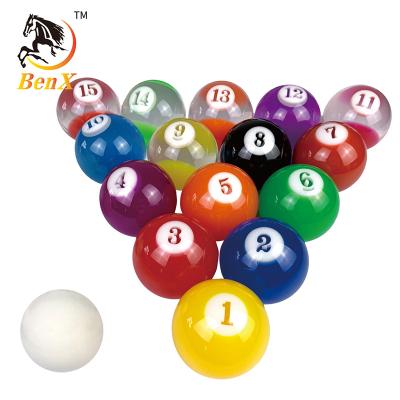 China Resin Benxiao transparent crystal pool ball set 57.2mm billiard ball hot sale for sale