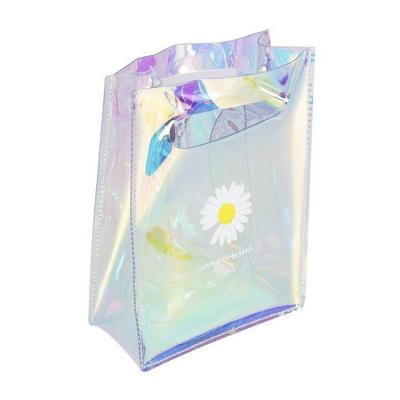 China Custom Logo Transparent Custom Logo Packaging PVC Fashion Handled Reusable Reusable Clear Shopping Bag for sale