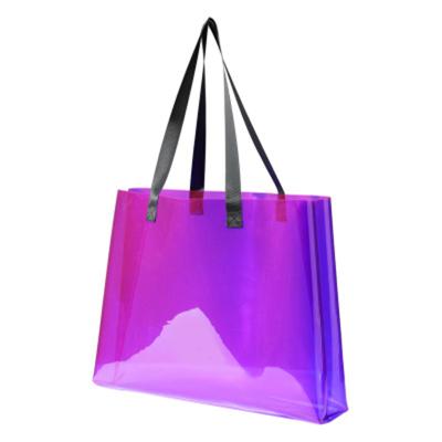 China High Quality Waterproof Stylish Clear PVC Jelly Tote Bag Transparent Clothes Shopping Bag Color With Custom Logo for sale