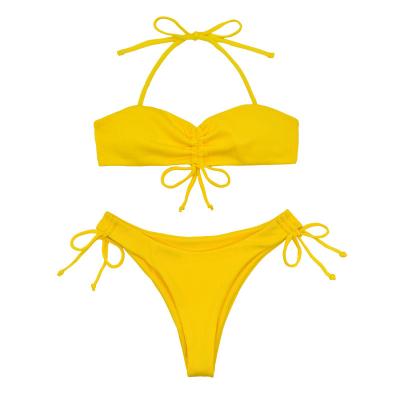 China Latest Design Antibacterial Hot Selling Women's Color Bikini Set Sexy Simple Swimsuit New for sale