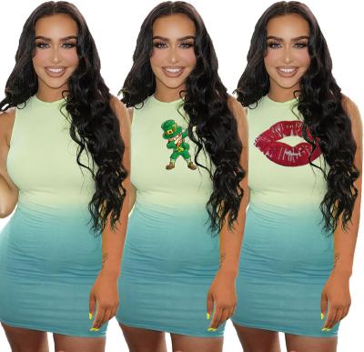 China 2022 Summer Anti-Static Sleeveless Women's Mini Dress O-Kiss Mini Dress Candy Colors Bodycon Sexy Casual Dress for sale