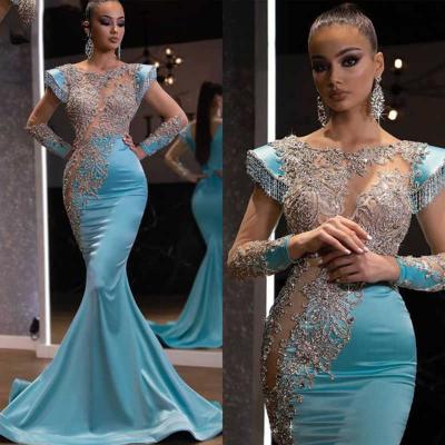 China Breathable Luxury Fishtail O-Neck Full Mother Of The Bride Casual Dresses Long Show Skinny Temperament Straight Polyester Prom Dresses for sale