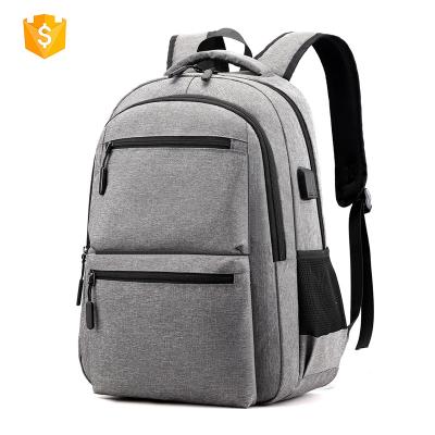 China With USB Guangzhou Factory Plain Gray Large Capacity Storage Bag Single Laptop Backpack for sale