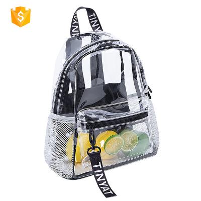 China With Tylish New Design USB Holographic Transparent PVC Bag Durable Clear Backpack For School Working for sale