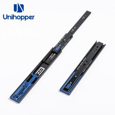 China Contemporary Black Soft Closing Drawer Channel Slide Rail Telescopic Ball Bearing Furniture Hardware Drawer Slides for sale