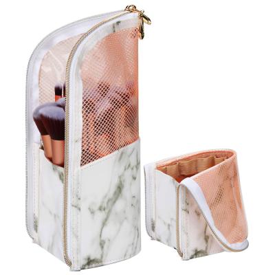 China Fashion Style Travel Makeup Brush Holder Stand PU Waterproof Makeup Brush Bag Vertical Waterproof Makeup Brush Bag Korean Portable Leather Cup Mistakes for sale