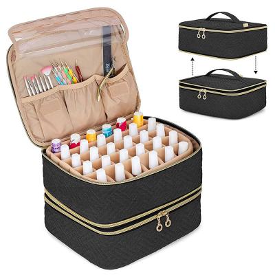 China Hot Selling Fashion 2-Layer Nail Polish Storage Collapsible Bag Holds 60 Bottles Nail Polish Box Large Capacity Essential Oil Bag for sale