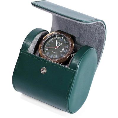 China Leather Customized Watch Box Travel Storage Round Simple Portable Multifunctional Watch Box High-Grade Leather Watch Box for sale