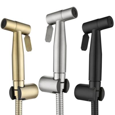 China Brushed Nickel Matte Black Gold Wall Mounted Bidet Sprayer Holder Set High Pressure Stainless Steel Jet Shattaf Bathroom Handheld Toilet for sale