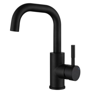 China 304 Stainless Steel Matte Black Deck Mounted Tap Thermostatic Single Handle Faucet Hot Cold Wash Basin Bathroom Basin Mixer for sale