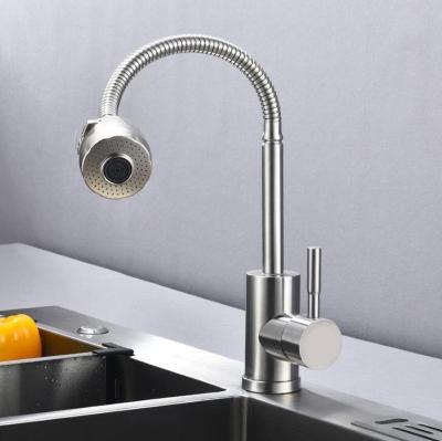 China Hot Cold SUS 304 Mixer Tap Stainless Steel Bathroom Kitchen Sink Faucet Thermostatic Single Taps Two Function Sprayer Swivel Spout Hole Handle for sale