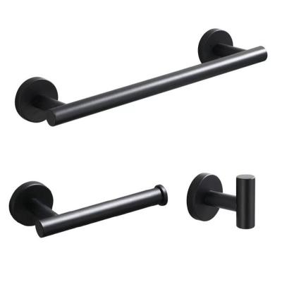 China 3 Pieces Wall Mounted Paper Set Black Brushed Nickel Roll Holer Towel Rail Accessories Hardware Shower Bath Shower Stainless Steel for sale