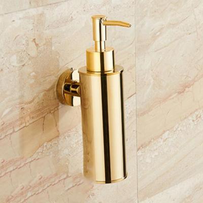 China Foam Soap Dispenser Stainless Steel Hotel Shower Gel Hand Press Wall Mounted Free Holder Soap Dispenser Lotion Bottle Gold for sale