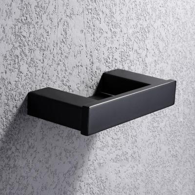 China Modern Square Shaped 304 Stainless Steel Bathroom Hotel Black Storage Soap Dish Hanger Wall Shelf for sale