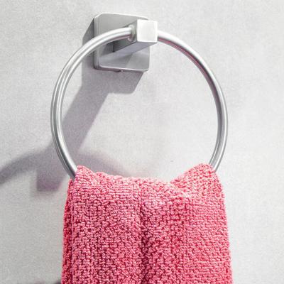 China Fashion Square 304 Stainless Steel Wall Mounted Low Round Towel Ring Holder Hanger Home Hotel Bathroom for sale