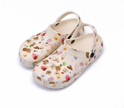 China 2022 Fashion Design Breathable Net Red Accessories DIY Clogs Garden Shoes Ladies Tie Dye White EVA Slide Slippers for sale