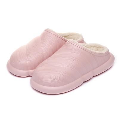 China Anti-Smell Fashion Winter Warm Furnishings EVA Men And Women Plush Material Warm Slippers for sale