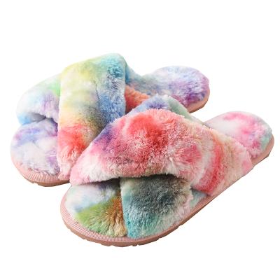 China Fashion Trend Best Selling Colorful Amazon Fur Slide Slippers for Ladies and Kids Furry Warm Home Slippers for sale