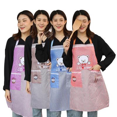 China 2020 new pattern cleaning air cute cartoon bear head kitchen sleeveless apron customized advertising apron logo wholesale for sale