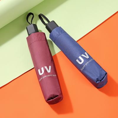 China 2019 Black Rubber Korean Version Three Fold Umbrella UV Protection Sunscreen Folding Rain Business Sunny Umbrella for sale