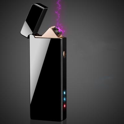 China Creative Double-arc 1801 Zinc Alloy USB Rechargeable Lighter With Colorful-lights Logo Customized Wholesale Windproof LED for sale