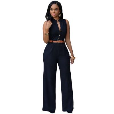 China Custom Spandex/Polyester Jumpsuit Long Sleeve Girl's V-Neck Rompers With Belt Button Down Romper for sale