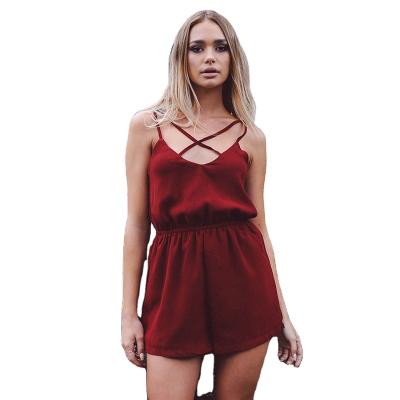 China Casual Sexy Halter Shorts Pants Backless Jumpsuit For Women Chiffon Romper Sets for sale