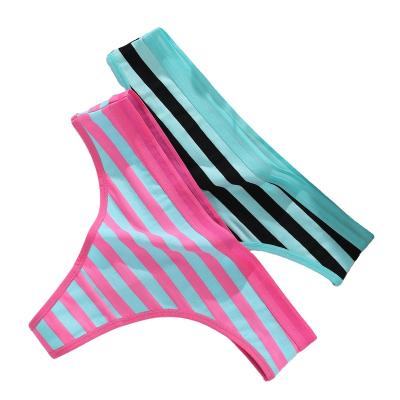 China Antibacterial Sexy Cotton Panties Underwear Women Striped Thongs And G Strings Sexy Ladies Underwear Panties Thongs for sale