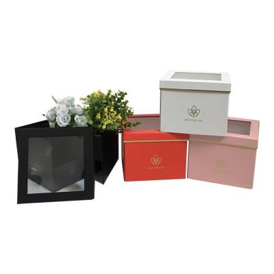 China Hangcheng Recyclable Craft Size Square Surprise Turning PVC Window Chocolate Candy Gift Box To Send In Girlfriend Flower Packing Box for sale