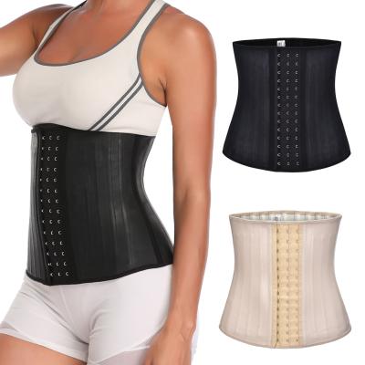 China Steel Trainer Waist Cincher Fitness Exercise 25 Bone Latex Waist Trainer Corset Girdle Body Shaper Slimming Hook Private Label Waist Trainer for sale