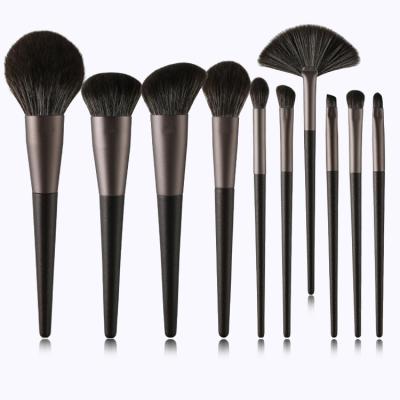 China Smudge Brush Factory Outlet 10 Pieces Portable Black Color Makeup Removal Brush Set for sale