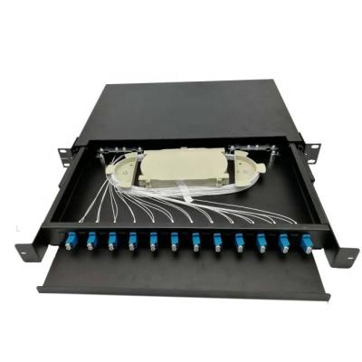 China FTTH FTTB FTTX FTTH Network Fiber Optic Patch Panel Terminal Box Rack 24 Cores LC Connector Patch Panel for sale