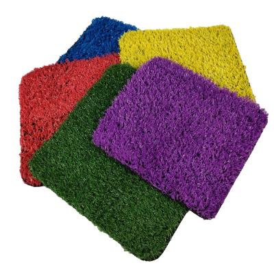 China 350; 360; 380; 400; 420 (3/8); 5/8; Factory Wholesale 3/16 Rainbow Purple Yellow Black Blue Red Green Turf Artificial Turf Lawn Mat For School Fun Ground for sale